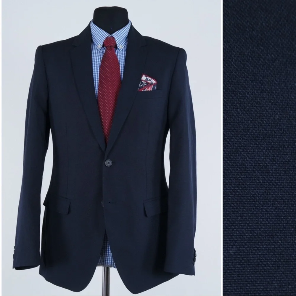 BRUNO BANANI MENS NAVY SPORT COAT Two-Button Blazer